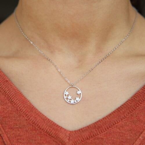 2021 Real Collares Collier 100% 925 Sterling Micro Pave Cz Mini Charm With Cirle Pendant Necklace Delicate Tiny For Women Ladys