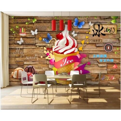 3d wallpaper custom photo mural Fashion brick wall ice taste ice cream shop gourmet tooling living room wallpaper for walls 3 d