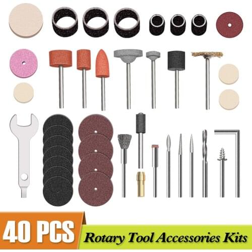 High Quality 40Pcs Rotary Power Tool Accessory Set For 1/8'' Shank Sanding Grinder Rotating Polishing Kit For Dremel Accessories