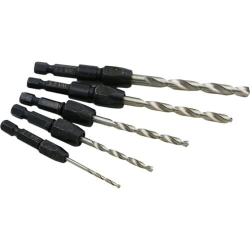 5 Pieces Quick Change Drill Set Hex Handle Metric 2mm To 6mm Twist Drill Plate Open Hole Twist Drill