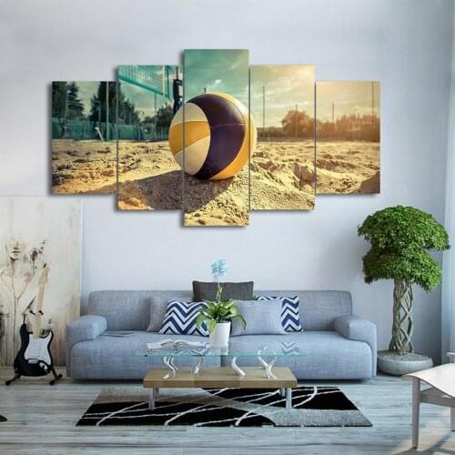 5 Pieces Wall Art Canvas Painting Beach Volleyball Sport Poster Modern Bedroom Decoration Nordic Home Modular Picture