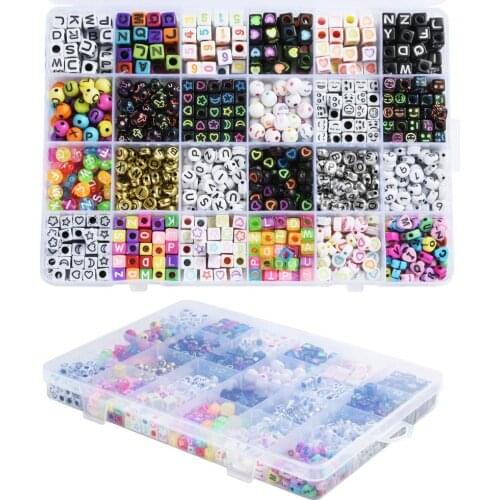 Acrylic Letter Beads for Jewelry Making DIY 6mm Assorted Shape Handcrafted Alphabet Beads Square for Handcrafts Charm Bracelets