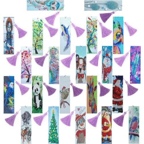 Diamond Painting Bookmark 5D DIY Special Shaped Drill Tassel Leather Bookmark Embroidery Cross Stitch Kit Craft Gift