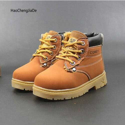 Winter New Kids Martin Boots Fashion Plush Warm Children Leather Snow Boots For Girls Boys Casual shoes Baby Toddler Shoes