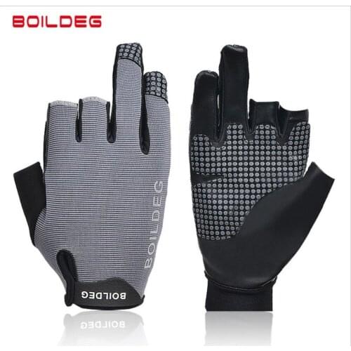 Boodun 1 Pair 3 Fingers Anti Skid Fishing Glove Reflective Outdoor Rowing gloves Sailing boat Wear Resistant Fishing Equipment