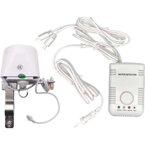 Water Leaking Sensor with Automatic Shut Off DN15 Manipulator Valve Water Overflow Protection Detector with 2 Sensor Cables
