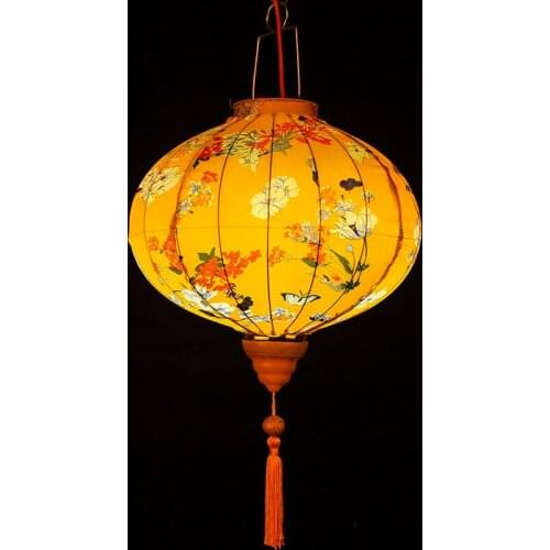 Palace lantern hanging decoration antique printed silk restaurant teahouse wedding pendant round red lantern Chinese big lantern