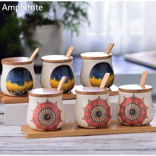 European Style Simple Ceramic Crystal Crack Ice Seasoning Container Jar Cookery Of Household Jar Jars For Spices