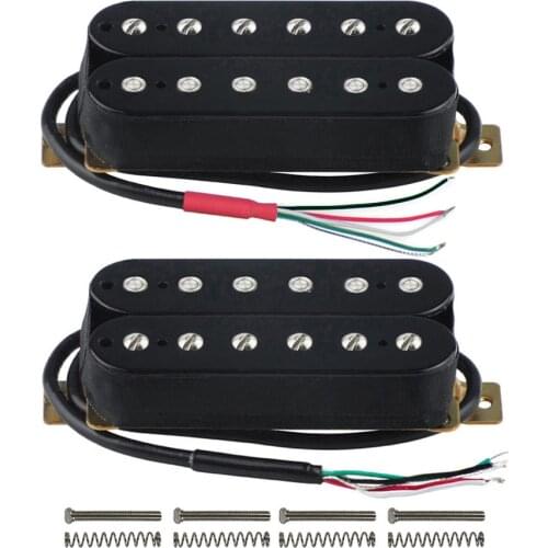 FLEOR Set of Neck & Bridge Pickup Electric Guitar Humbucker Pickups Double Coil Passive Black Guitar Parts