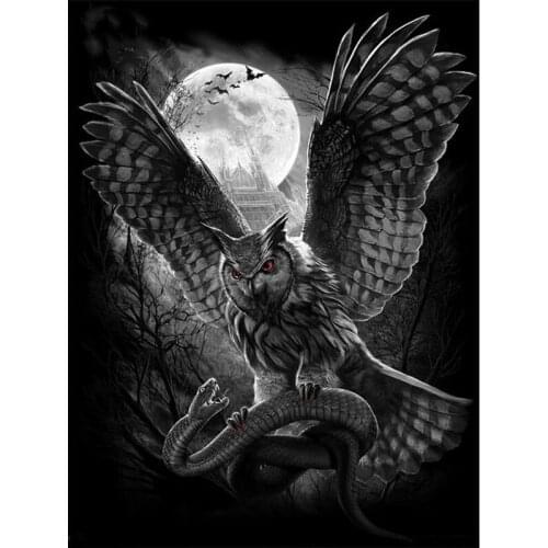 Full-Square-round-Drill-5D-DIY-Diamond-Painting-Abstract-Moon-owl-snake 5D-diamond-Embroidery-Cross-Stitch decoration G583