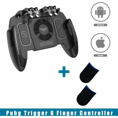 Pubg Trigger 6 Finger Game Controller For Cellphone Android Ios Joystick Play Free Fire L1R1 Shooter Mobile Gamepad Cooling Fan