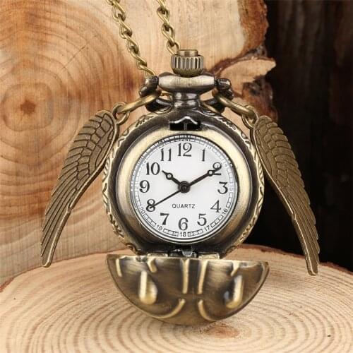 Exquisite Watch Ball Pocket Watch for Kids Quartz Pendant with Wings Children Necklace Clock 80cm Chain Gifts Dropshipping
