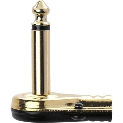 1/4" 6.35mm Mono Jack Right Angle Plug Flat Male Guitar Effects Pedal Connector