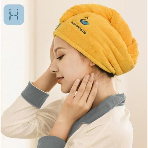 Coral Velvet Bath Towel Quick Drying Hair Cap Embroidery Hair Twist Soft Microfiber Shower Hat Lady Bathing Turban Head Wrap