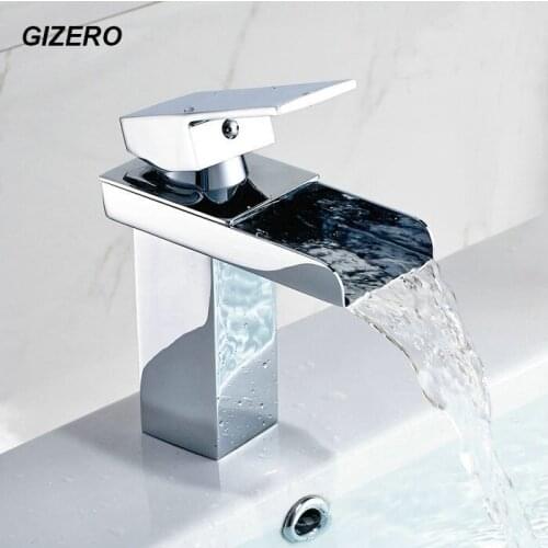 Bathroom Waterfall Faucet Chrome Polish Luxury Basin Sink Mixer Tap Deck Mount Single Handle Basin Faucets Torneira ZR621