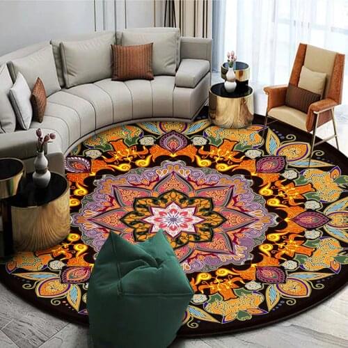 Round Mandala carpet floor mat ethnic style living room tea table sofa floor mat bedroom hanging basket chair mat