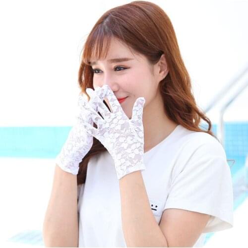 Black White Pink Skin Red Fashion Women Lady Lace Party Sexy Dressy Gloves Summer Full Finger Sunscreen Gloves for Girls Mittens
