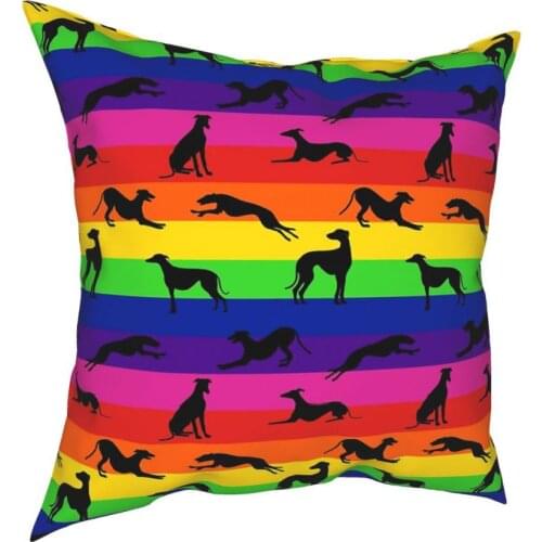 Greyhound Silhouettes Square Pillow Case Polyester Cushions for Sofa Whippet Sighthound Dog Awesome Pillowcase