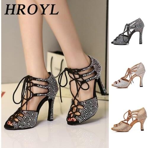 Latin dance shoes for girl women ladys Rhinestone ballroom professional Salsa tango party dancing shoes high heel