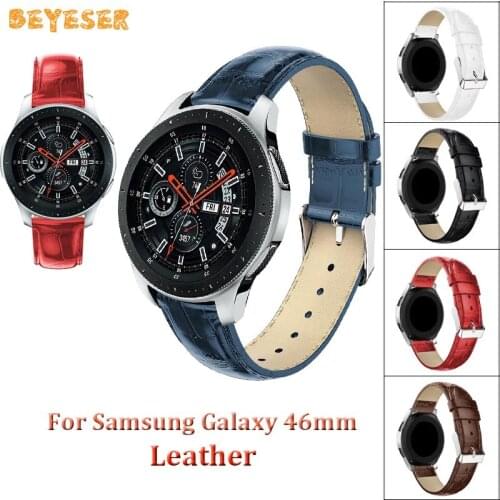 Fashion Leisure Crocodile Pattern Leather Band For Samsung Galaxy Watch 46mm Strap Replacement Wristband Bracelet Accessories