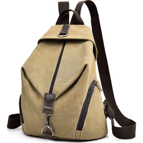 Korean style of the solid color backpack college middle school students schoolbag unisex casual travel canvas shoulder bag