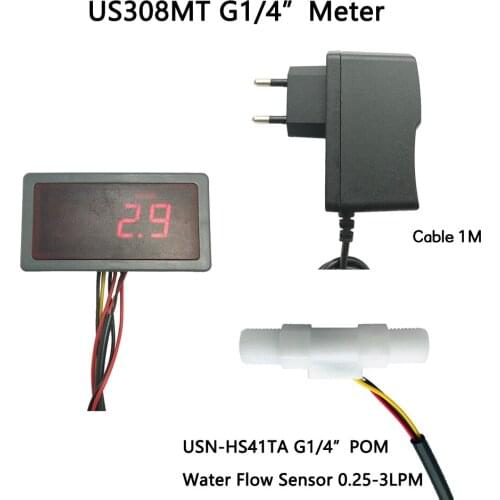 US308MT Turbine Flow Meter Alarmer USN-HS41TA 0.3-3L/min POM hall effect water flow sensor CE certificate iSentrol Electronics