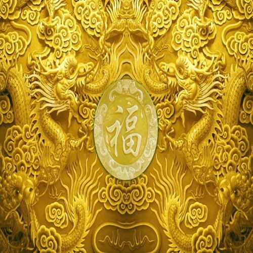 Dropship Colomac Luxury Wallpaper Carved Gold Dragon Mural Custom Mural Wallpaper Bedroom Carta Da Parati 3d Home Improvement