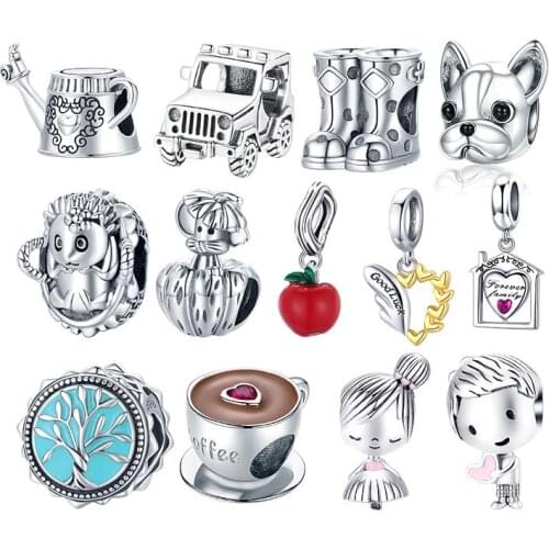 WOSTU Authentic 925 Sterling Silver Autumn Forest Coffee Beads Charms Pendant Fit Original Bracelets Women Fashion DIY Jewelry