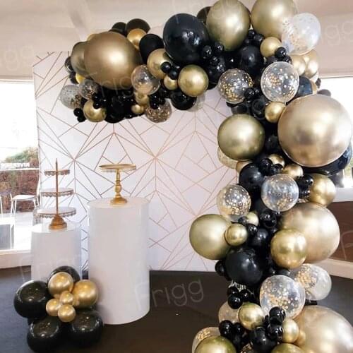 121pcs Balloon Garland Arch Kit Chrome Gold Black Balloons Arch Latex Globos Wedding Party 30 40 50 Birthday Balloon Decorations