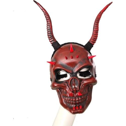 Steampunk Horn Headband With Scary Mask Demon Devil Sheep Horn Studs Skull Spikes Masks and Headdress Halloween Cosplay