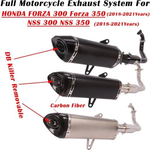 Full System Motorcycle Exhaust Escape For Honda NSS 350 FORZA 300 2018-2020 Modified Carbon Muffler DB Killer Front Mid Link Pip
