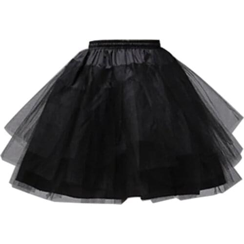 Women Women Girls Double Layers Solid Color Short Tulle Petticoats Elastic Waistband A Line Mesh Underskirt Crinolines For Dress