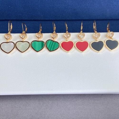 Womens popular fashion heart-shaped red agate earrings S925 sterling silver original high-quality exquisite gift