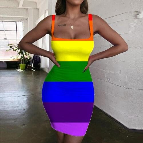 KYKU Brand Rainbow Dress Women Colorful Vestido Sexy Art Bodycon Dress Harajuku 3d Print Womens Clothing Summer New Beach