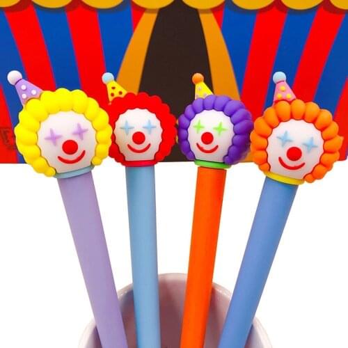 1pcs Novelty Cute Gel Pen Cartoon Circus Clown 0.5mm Black Ink Pen Kawaii Student Stationery Office Supply Funny