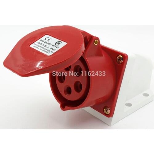 16A 3P N E 5 pin 220-380V/240-415V IP44 115L three phase splashproof industrial socket with cable sleeve