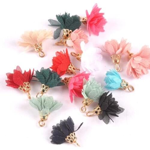 18mm mixed color gauze Tassels Charms Pendants for Jewelry Making DIY earrings accessories 20pcs CP2083X