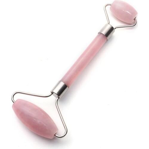3pcs Beauty Care Roller Slimming Face Massage Lifting Tool Natural Stone Roses Quartz Facial Massage Roller Skin Massage Free