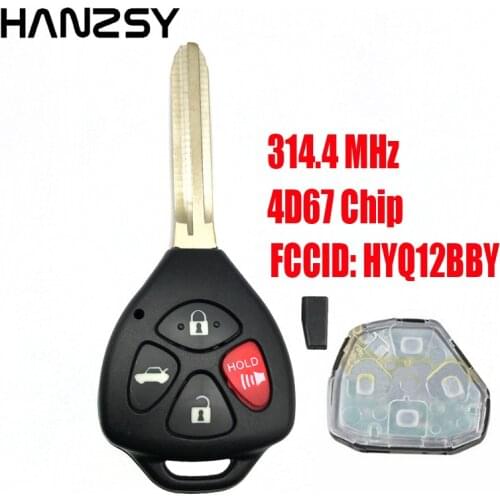 4 Buttons 314.4 Mhz For Toyota Camry Avalon Corolla Matrix RAV4 Venza Yaris HYQ12BBY Car Remote Key with 4D67 Chip