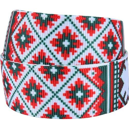 75mm Green Aztec Christmas printed grosgrain ribbon