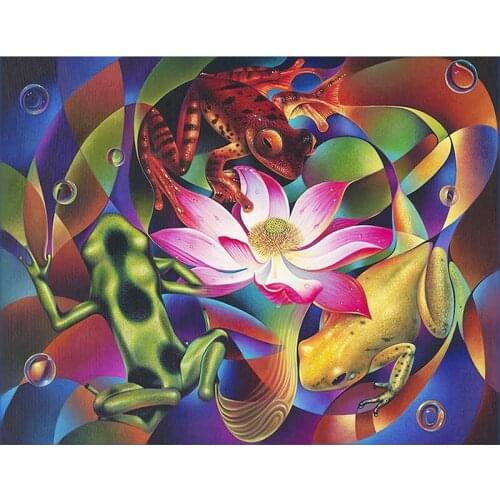 5D DIY Full Square Round Resin Diamond Painting "Frog Lotus" Cross Stitch Embroidery Mosaic New Arrival Diamond Art