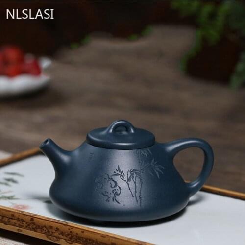 Authentic Yixing Tea Pots Purple Clay Filter Teapot Raw Ore Azure Mud Stone Scoop Kettle Handmade Tea Ceremony Supplies 200ml