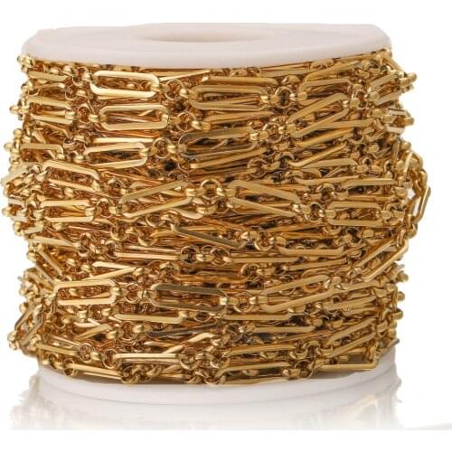 1 M Stainless Steel Gold Width 4mm Cable Chains Flat Wire Chic 3:1 Chain Fit for DIY Jewelry Making Supplies Wholesale Lots Bulk