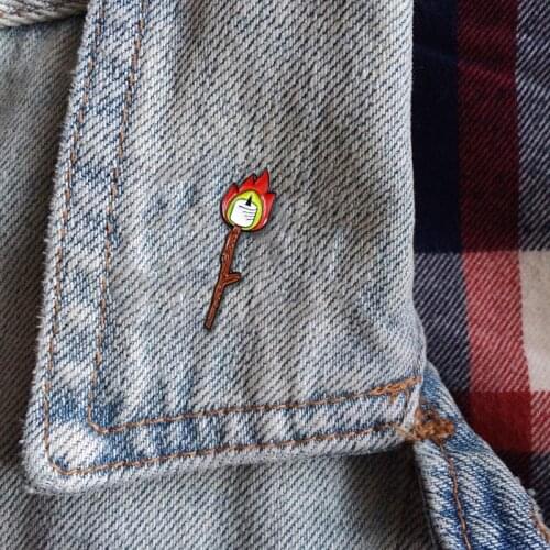 Burning match sticks enamel personality brooch passionate trend fashion jewelry denim shirt T-shirt backpack badge jewelry gift