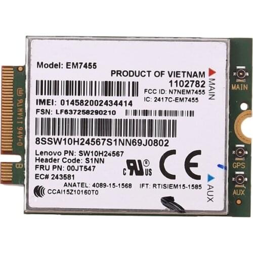 EM7455 WiFi Card 00JT547 4G LTE Module 4G Card for Thinkpad T460 T460S T560 X1 Carbon P70 P50 X260 Laptop