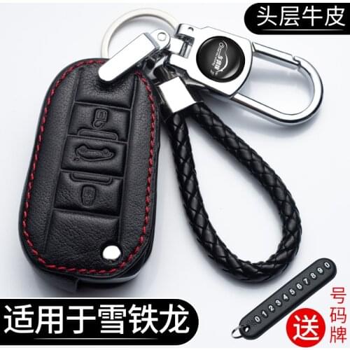 Leather Car Key Case Full Cover For Citroen C4 CACTUS C4L Peugeot 508 301 2008 3008 408 C5 C3 DS3 DS4 DS5 DS6 Key Protection