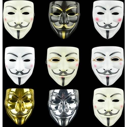 Movie Cosplay V for Vendetta Hacker Mask Anonymous Guy Fawkes Halloween Christmas Party Gift for Adult Kids Film Theme Mask