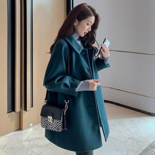Fashion Single Button Woolen Coat Female 2020 Autumn Winter New Coat Women Long Sleeve Jacket Casual Overcoat Women