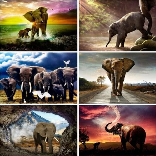 MomoArt Diamond Painting Elephant 5D DIY Craft Kit Diamond Embroidery Animal Rhinestone Picture Wall Decoration