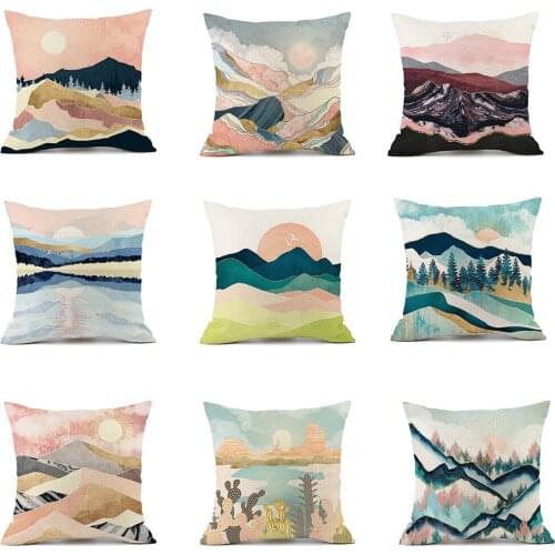 Hand-Painted Cushion Cover Sofa Home Decorative Pillow Covers Sunflower Self-portrait Starry Sky Print Pillowcase